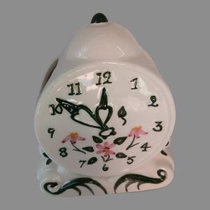 kitsch vtg toothbrush holder faux alarm clock hand painted
